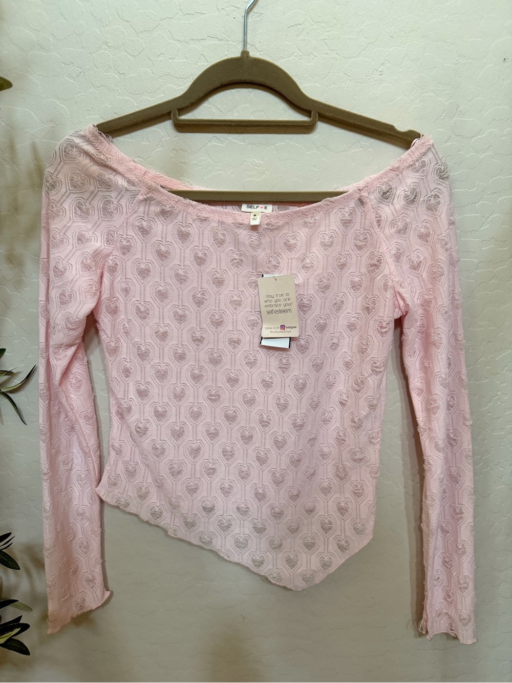 Light Pink Off-Shoulder Lace Top